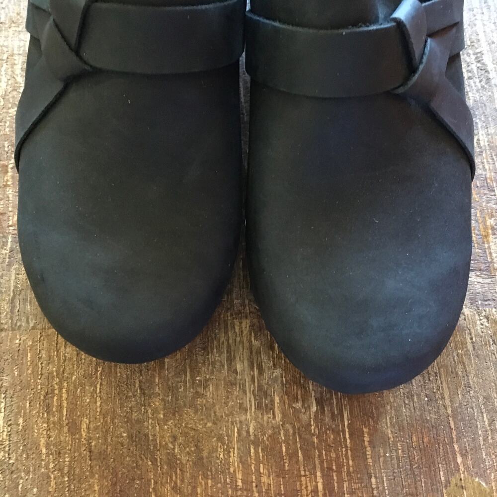 Sanita Manuella Clog Womens 39 8 Black Slip On Leather Wood Classic Comfort - Picture 12 of 12